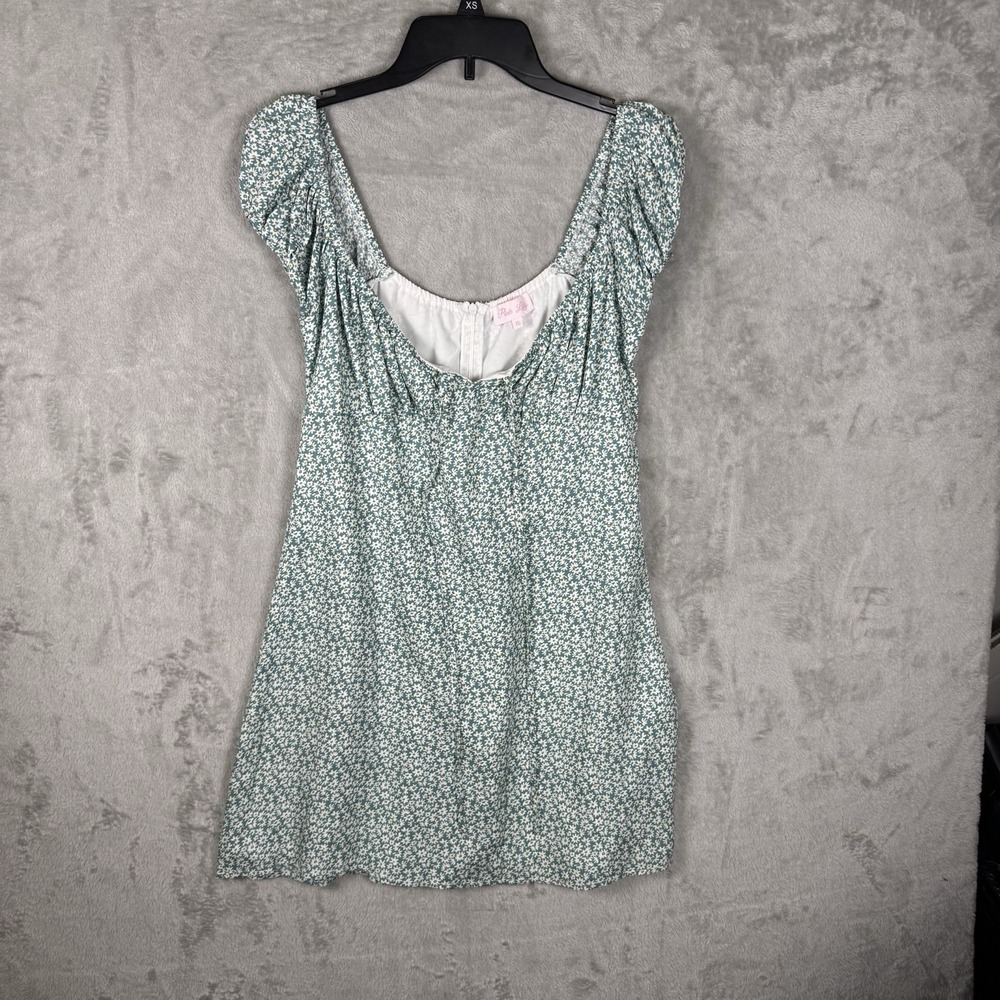 Pink Lily Long Sleeve Colorful Floral Print Green Dress‎ Size XL
